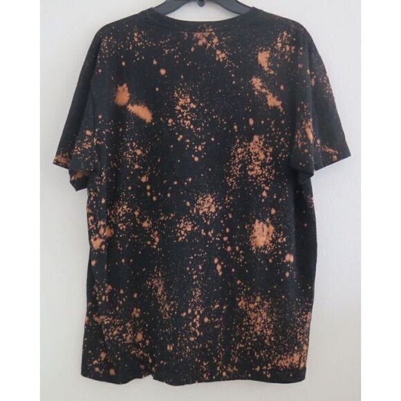Fashion Nova Men's Sz L Black “Don’t Be A Pizza Sh*t” Bleach Splatter T-Shirt - Picture 2 of 4